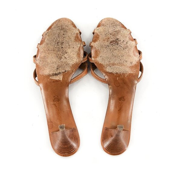 Moschino Brown Embellished peep toe kitten heel Sandals - Picture 10 of 10